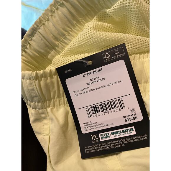 DSG Men’s 6” Rec Shorts Large Yellow Pulse Swim Trunks Lined Drawstring Pocket - Picture 5 of 5
